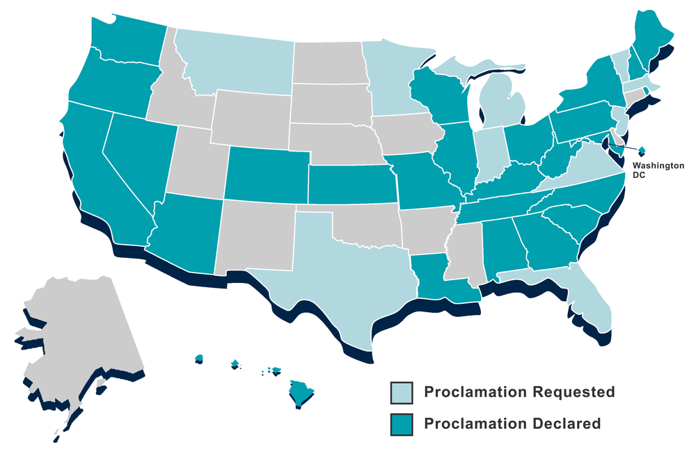 Food Allergy Awareness Week Proclamations Map
