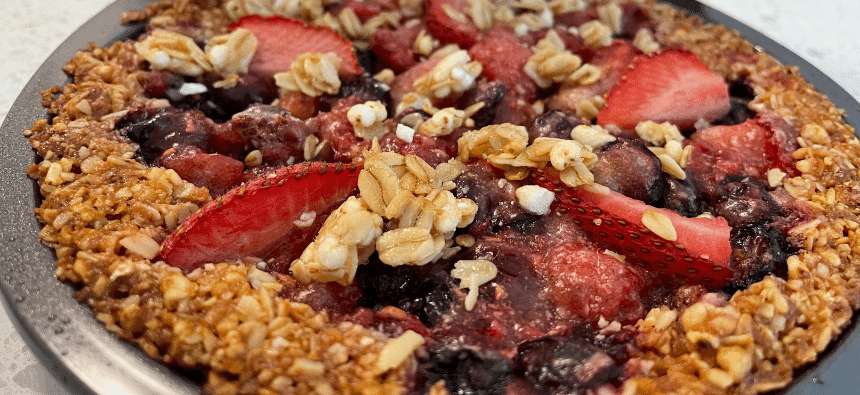 triple berry pie with granola pie crust