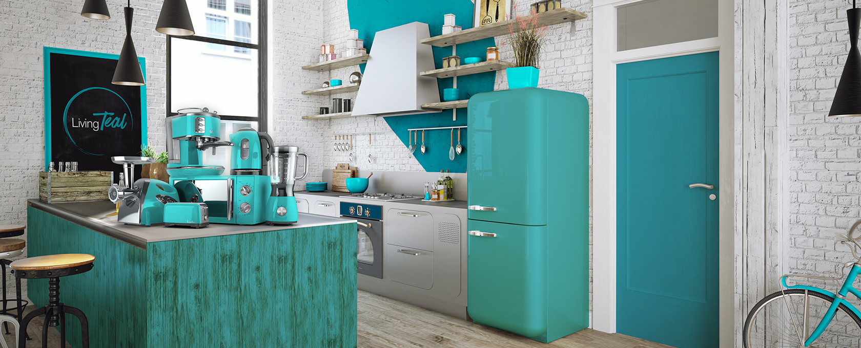 Teal kitchen