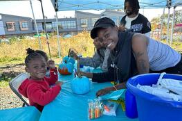 painting teal pumpkins in Newark, NJ