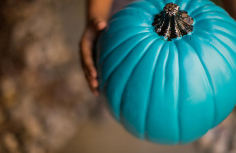 Teal Pumpkin in Hands