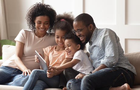 Family on tablet