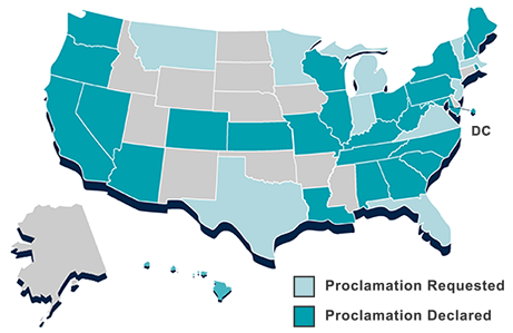 Food Allergy Awareness Week Proclamations Map