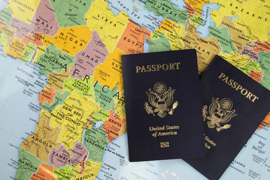 passports on world map