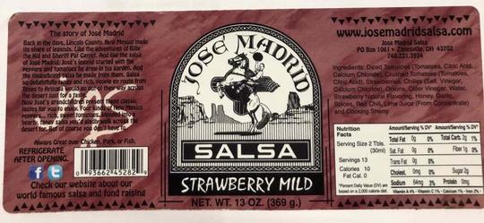 Recalled Strawberry Salsa Label