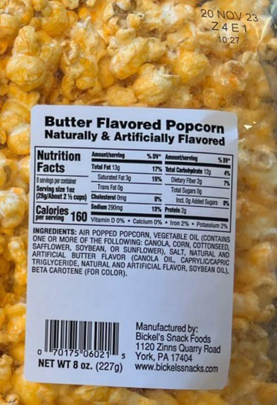 Popcorn label
