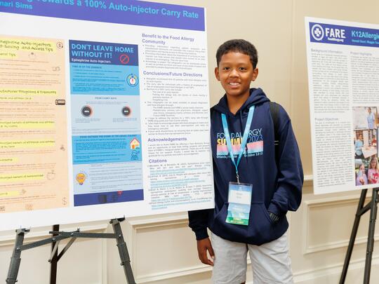 Amari Sims presents research at the Saturday poster session