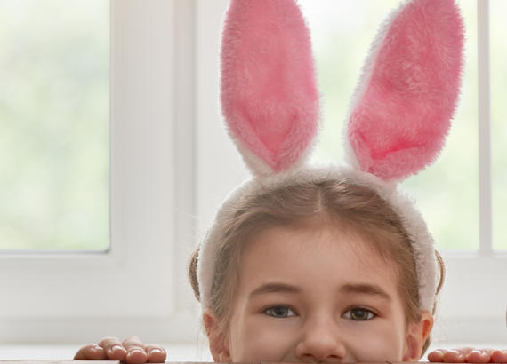Kid with bunny ears