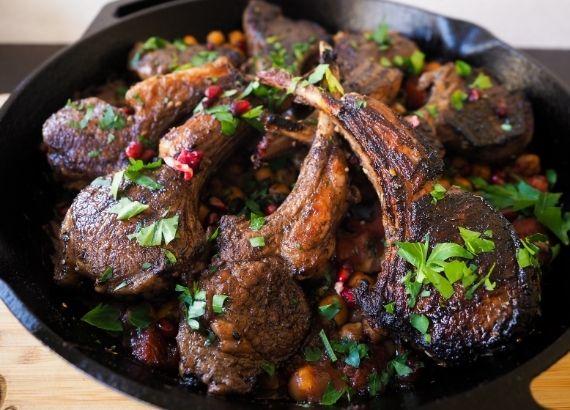 Sumac Grilled Lamb Chops With Minted Chickpeas