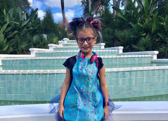 Girl rocking teal