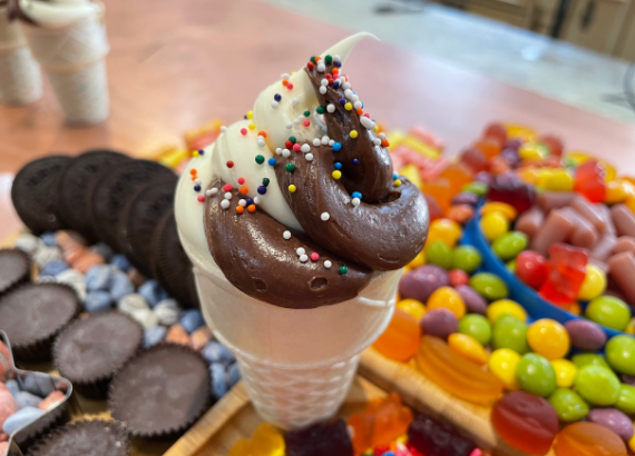 Funfetti cupcake in an ice cream cone