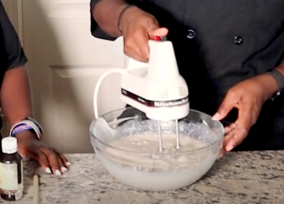 Ice cream being mixed and blended