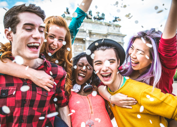Teens celebrating