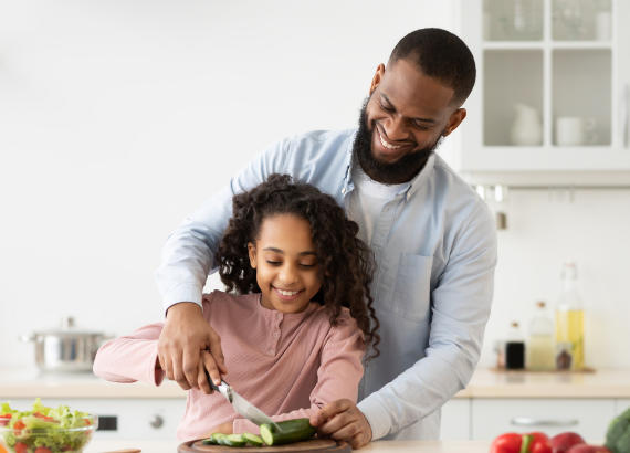 dad and daughter cooking