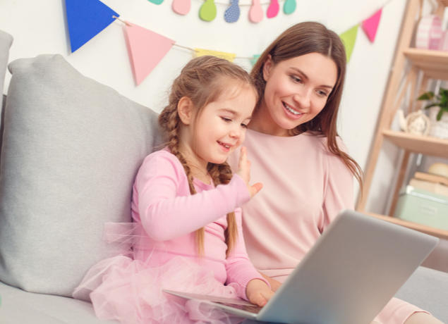 mom and daughter video calling