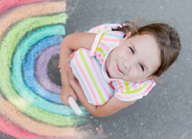 Girl Drawing Rainbow