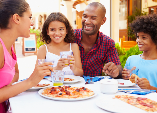 family at restaurant 