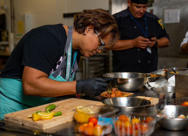 Woman prepping food
