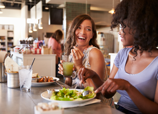 Girls eating lunch together