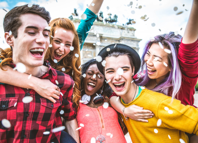 Teens celebrating