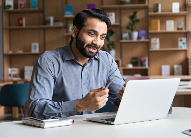 man on computer