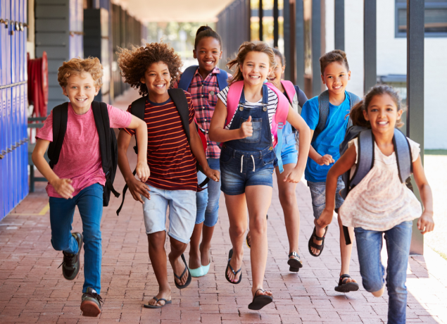 kids running at school