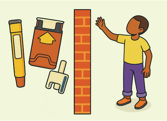 Graphic of child trying to reach over brick wall to access epinephrine