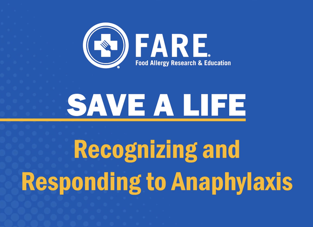 Title card text, FARE Save a Life: Recognizing and Responding to Anaphylaxis