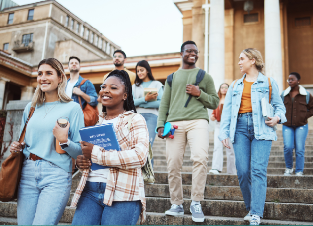 Students on steps