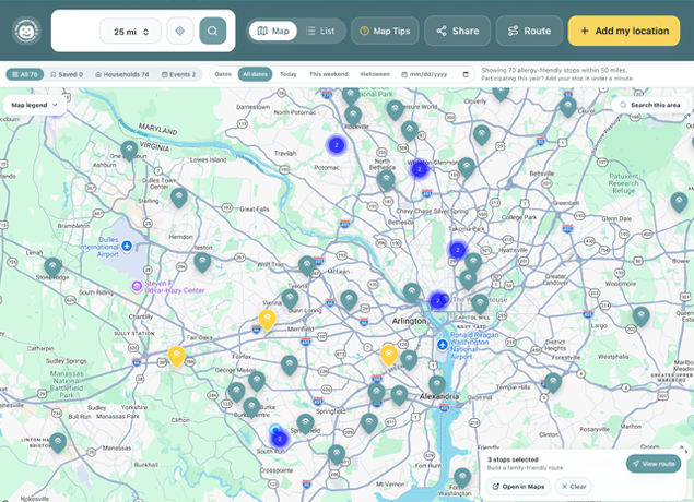 Teal Pumpkin Project Map