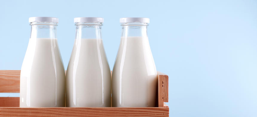 Milk in Glass Jugs