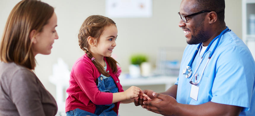 child at doctors office