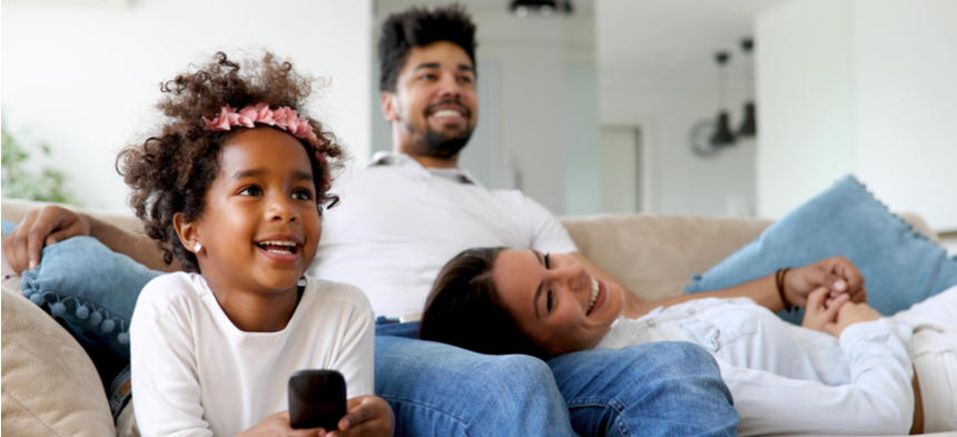 Family watching TV