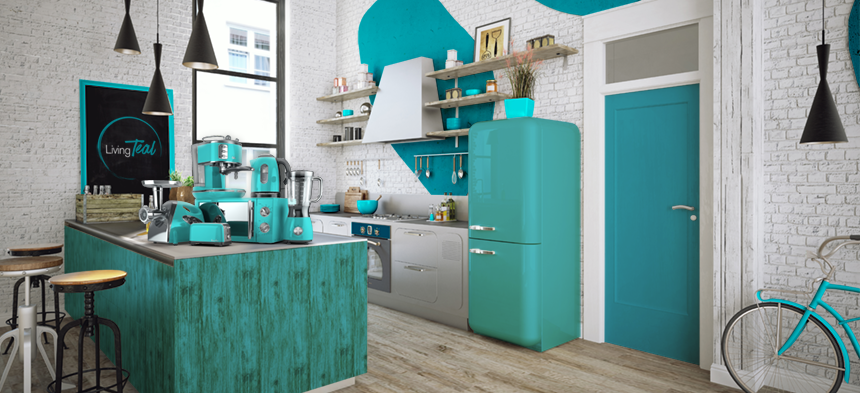 Teal kitchen