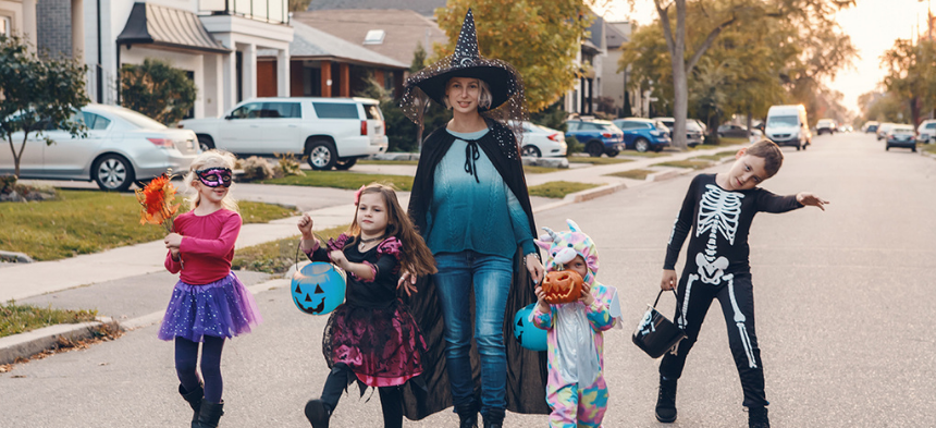 Family trick-or-treating